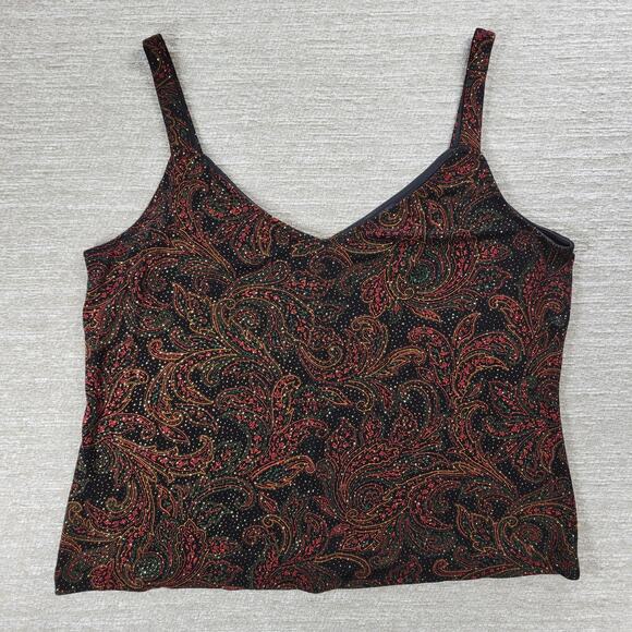 Vtg Alex Evenings Tank Jacket Set XL Paisley Slinky Glitter Mother Of The Bride - Picture 13 of 16